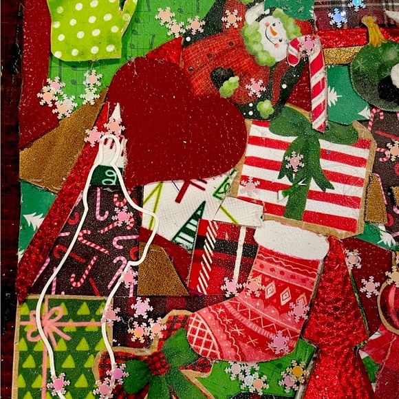 Hand crafted Christmas Journal Cover Trees Glitter Snowflakes Stockings - Picture 3 of 9